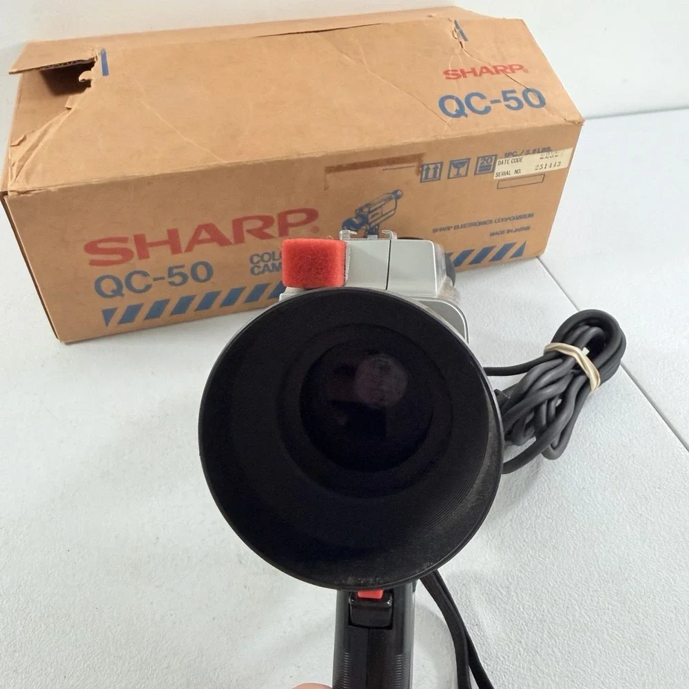 SHARP QC-50 Vintage Color Video Camera‎ Japan Silver Black W/ Box POWERS ON READ